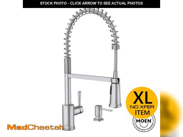 Lot 74-13039301 - MOEN Indi Single-Handle Pre-Rinse Spring Pulldown Sprayer Kitchen Faucet with Power Clean in Spot Re...