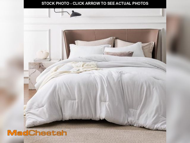 Lot 74-12213600 - Bedsure King Size Comforter Set - Grayish White King Comforter Set, Soft Bedding for All Seasons, Ca...