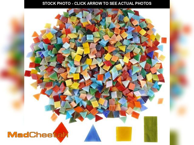Lot 74-11552551 - Lanyani 1600 Pieces/2.2 Pounds Vibrant Mixed Glass Mosaic Tiles for Crafts Cathedral Stained Glass P...