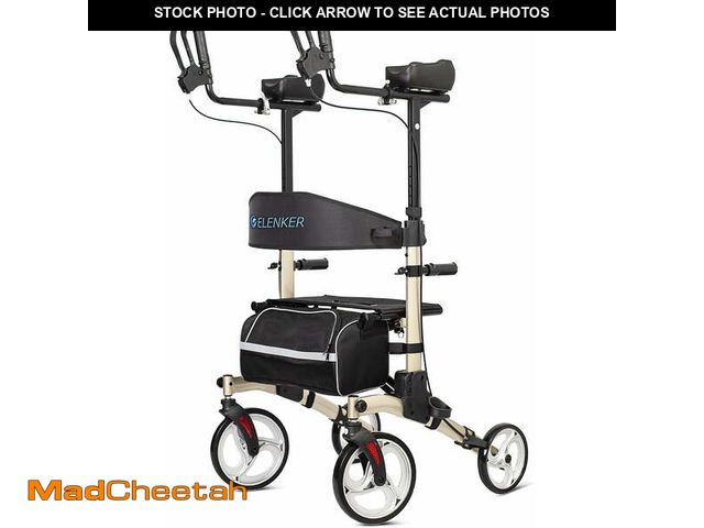 Lot 74-12849944 - (MISSING BAG) ELENKER Upright Rollator Walker, Tall Folding Rollator Walker with 10â Front Wheels ...