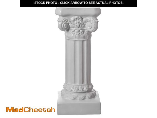 Lot 74-13066763 - (CORNER IS CRACKED) Decorative Fiberglass White Plinth Roman Style Column Ionic Piller Pedestal Vase...