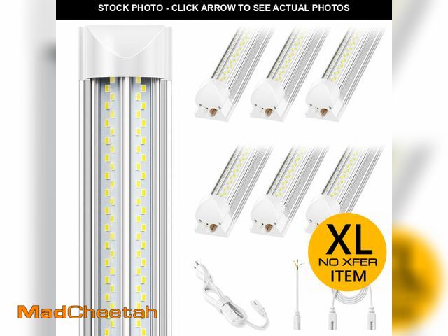 Lot 74-12566619 - ELEKICO 6 Pack 100w 8ft Led Shop Light, Super Bright 15000lm 5000k V Shape 8' Led Shop Lights, Linka...