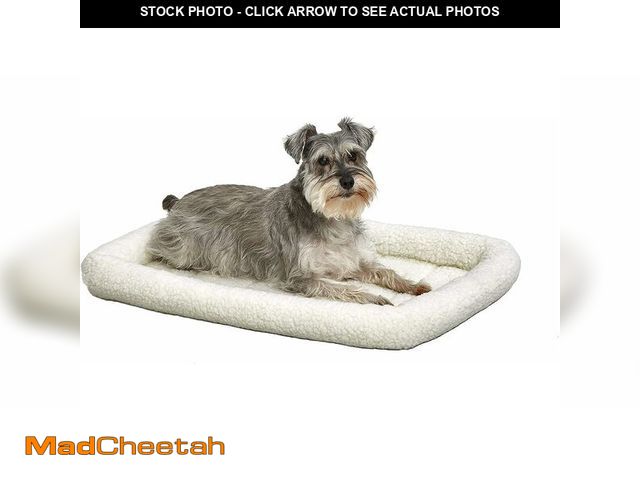 Lot 74-13041555 - MidWest Homes for Pets QuietTime Dog Bed - White Fleece Bolster, Ultra-Soft and Machine Washable, Fi...