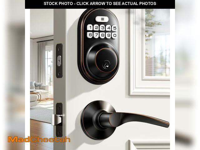 Lot 74-13966709 - Veise Keyless Entry Door Lock with 2 Lever Handles - Electronic Keypad Deadbolt, Auto Lock, Back Lit...