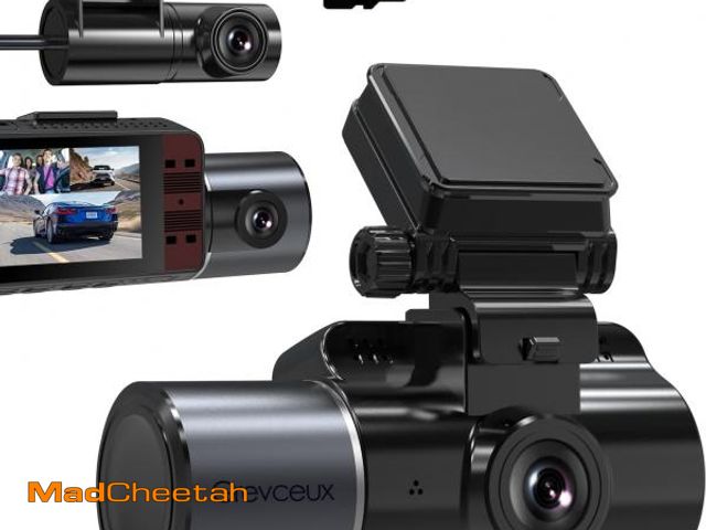 Lot 74-12204974 - Dash Cam 4K 3 Chanel Front and Rear Inside, Free TF Card, Built-in GPS, 4K+1080P+1080P Three Way Tri...