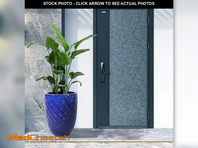 Lot 74-13770223 - Noble House Clement Large Dark Blue Ceramic Patio Outdoor Planter (16.54 in. W x 21.26 in. H) - UNUS...