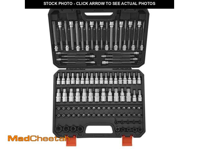 Lot 74-14345488 - VEVOR Bit Socket Set, 107-Piece SAE and Metric, Hex/Torx/External Torx/Tamper-Proof/Extra Long, S2 A...