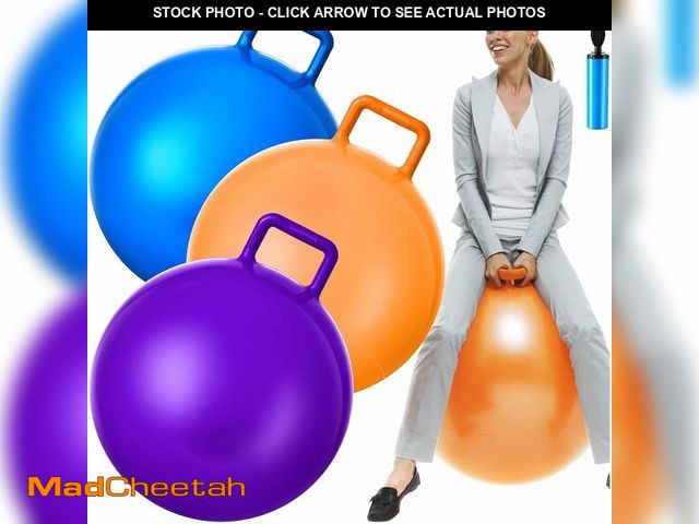 Lot 74-12328540 - (MISSING PUMP) Lewtemi 3 Pcs 31 Inch Bouncing Ball with Handle, Outdoors Hopper Jumping Hopping Ball...