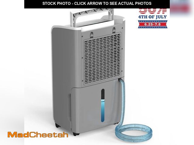 Lot 74-14255394 - Edendirect 50 pt. 4,500 sq. ft. Dehumidifier for Basement in White with Drain Hose, Bucket, Continuo...