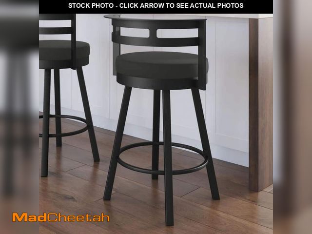 Lot 74-12091425 - Amisco Render 26.625 in. Black Faux Leather/Black Metal Counter Stool - UNUSED
