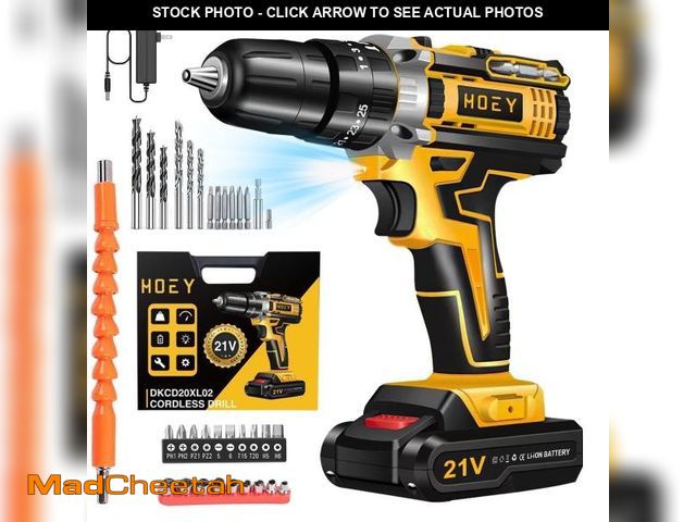 Lot 74-12487001 - 21V Cordless Drill Set, Electric Power Drill 34Pcs with 3/8 Inch Keyless Chuck, 25+3 Clutch Compact ...