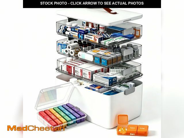 Lot 74-13949941 - funest 4- Tier Medicine Storage Box Organizer Portable First Aid kit Box Sewing, Art, Craft with Han...