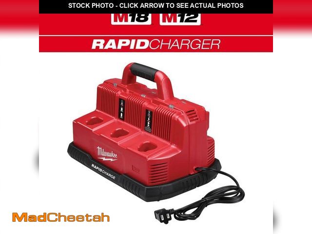 Lot 74-13614034 - Milwaukee M12 and M18 12-Volt/18-Volt Lithium-Ion Multi-Voltage 6-Port Sequential Rapid Battery Char...