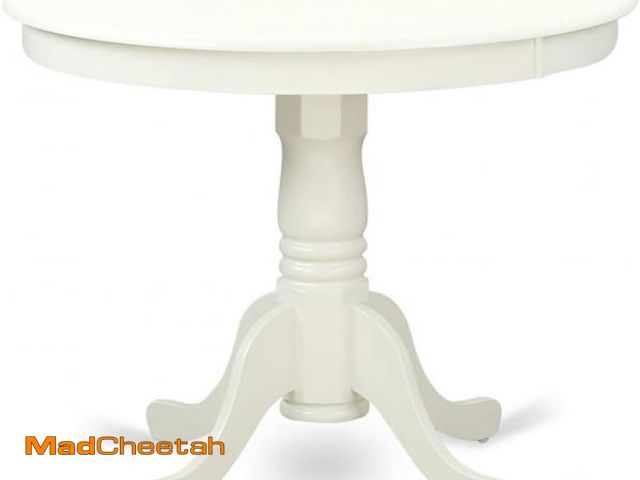 Lot 74-12243753 - (BASE ONLY) East West Furniture ANT-LWH-TP Antique Dining Room Table - a Round kitchen Table Top wit...