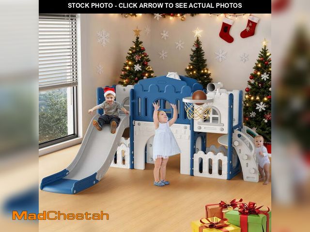 Lot 74-12800312 - WFUN 9 in 1 Toddler Slide PlaySet for kids indoor/outdoor for Toddlers Age 1+, Blue &amp; Gray - UNU...