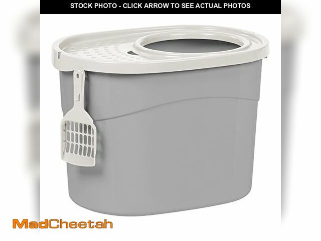 Lot 74-12633117 - IRIS USA Top Entry Cat Litter Box, Large Enclosed with Litter Catching Lid and Scoop, Dog Proof, Cat...