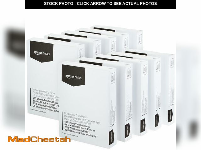Lot 74-13790473 - Basics Multipurpose Copy Printer Paper, 8.5 x 11 Inches, 20 lb Weight, 96 Bright, White, 10 Ream (5,...