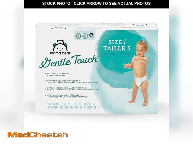 Lot 74-14581703 - Brand - Mama Bear Gentle Touch Baby Diapers, Size 5, 27+ lb, Leak Protection, 12 Hours Protection, W...