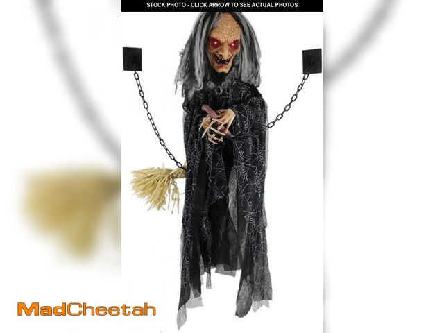 Lot 74-12396715 - Haunted Hill Farm Animatronic Scary Witch Door Greeter with Touch Activated Lights and Sound, Batter...