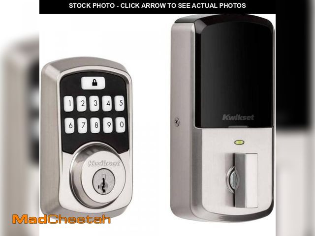 Lot 74-12142334 - Kwikset Aura Satin Nickel Single Cylinder Electronic Bluetooth Keypad Smart Lock Deadbolt featuring ...