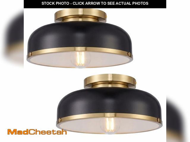 Lot 74-14477659 - kudos 12 Inch Black and Gold Semi Flush Mount Ceiling Light, KDCL15-BKE - UNUSED
