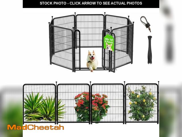 Lot 74-14349457 - Getlay Dog Playpen 48 inch(H) 8 Panels Total 17.7 Ft(L) Dog Fence Outdoor for Yard. Wide Door Low Th...