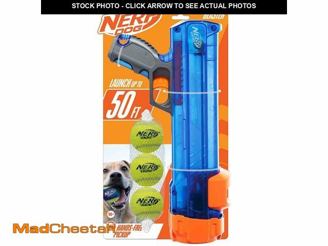 Lot 74-14150870 - Nerf Dog Tennis Ball Blaster Dog Toy Gift Set, Tennis Ball Dog Fetch Toy Launches up to 50 ft, Dog B...