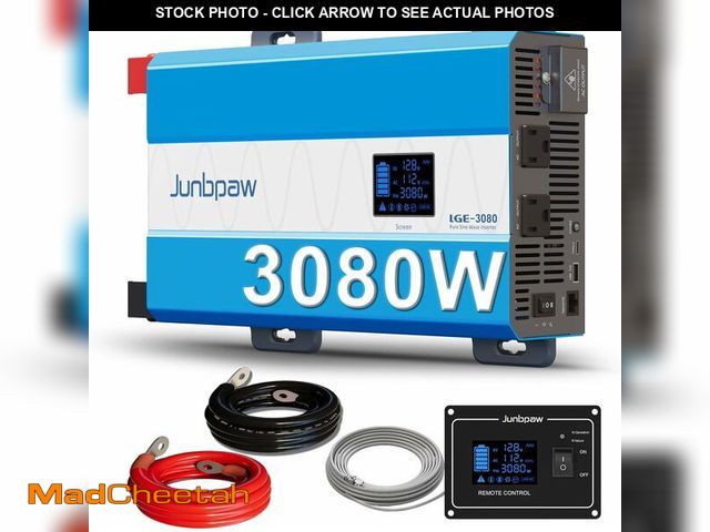 Lot 74-13709907 - Junbpaw 3080W Pure Sine Wave Power Inverter - 30dB Ultra Quiet, 6000W Surge, Game-Changing Design | ...