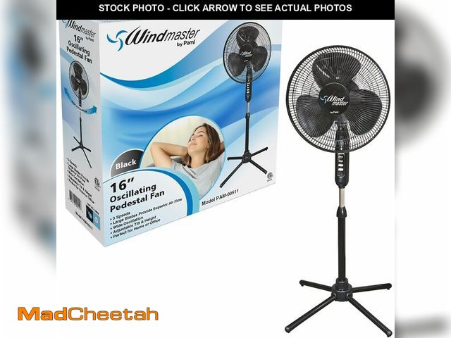 Lot 74-14286594 - PAMI 16 Inch Oscillating Pedestal Fan, 3 Speeds Adjustable Height Tilt Electric Stand Up Fan for Bed...