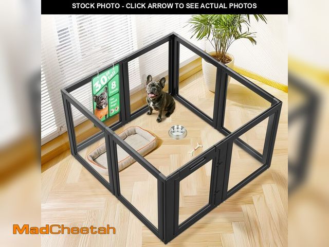 Lot 74-13090739 - FXW AuraSpace Acrylic Indoor Dog Playpen for Small and Medium Dogs, 30 Inch, 8 Panels, Black - UNUSE...