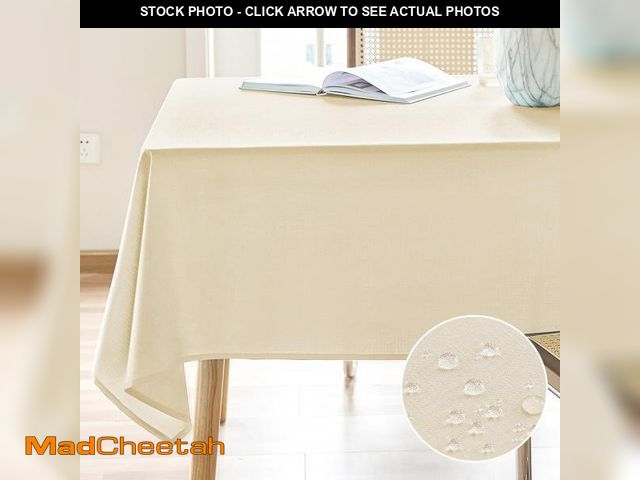 Lot 74-11546680 - AUSSPVOCT Textured Tablecloth Rectangle 60x120 Water Resistant Spill-Proof Wipeable Table Cloth Wrin...