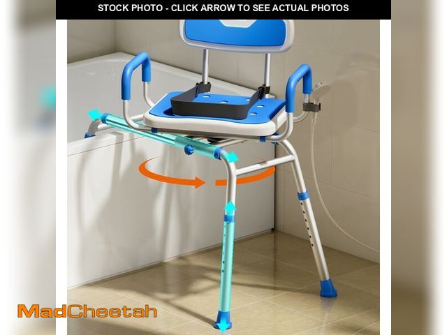 Lot 74-13087391 - Bluelog Sliding Shower Chair with Padded 360 degree Swivel Seat, 330lbs Tub Transfer Bench, Non-Slip...