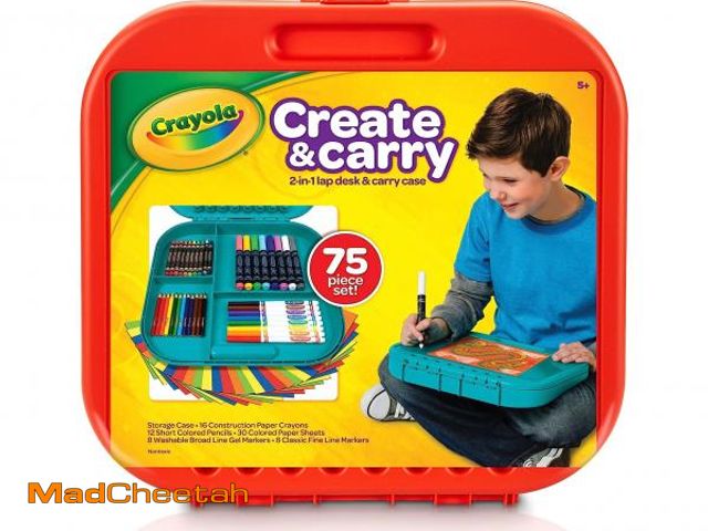 Lot 74-12214661 - Crayola Create 'N Carry Art Set (75pcs), 2-in-1 Lap Desk &amp; Carrying Case, Art Kit for Kids Craft...