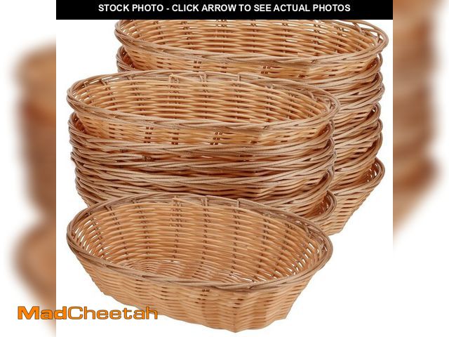 Lot 74-14148583 - HOZEON 15 Pack Plastic Oval Basket, 11 x 7.87 x 2.8 Inches Wicker Bread Basket, Food Storage Fruit S...