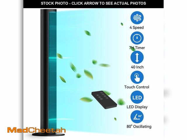 Lot 74-12778592 - Tower Fan for Home, 80Â° Oscillating Silent Bladeless Floor Fan with Remote, 4 Speeds, 40 in Multipl...