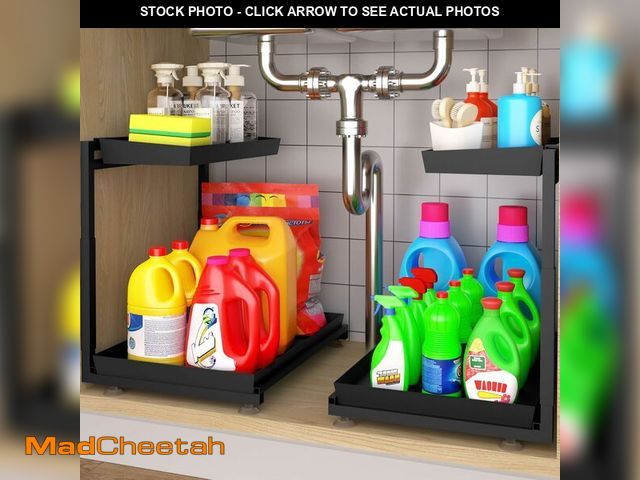 Lot 74-13331794 - TATAANTY Under Sink Organizer, 2 Packs 2 Tier Black Steel Under Sink Storage, Undersink Organizers f...