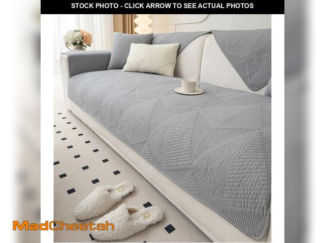 Lot 74-12608760 - vctops Farmhouse Solid Color Embroidery Sofa Couch Cover Cotton Quilted Sectional Couch Covers Washa...