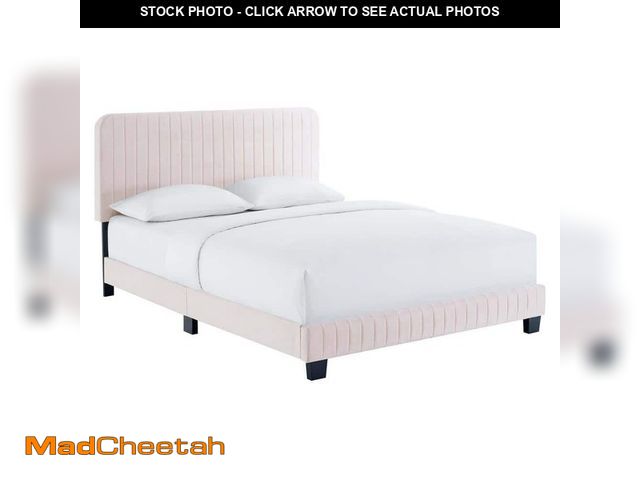 Lot 74-12787573 - MODWAY Celine Pink Channel Tufted Performance Velvet Twin Platform Bed - UNUSED