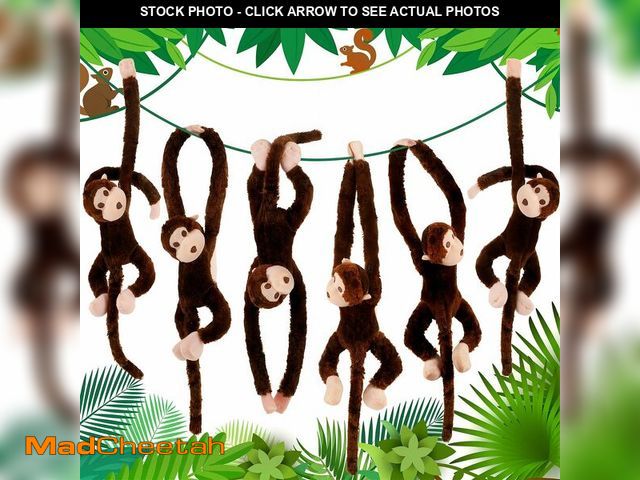 Lot 74-14335301 - Hungdao 6 Packs Hanging Monkey Stuffed Jungle Animal Toy with Hook and Loop Jungle Party Hanging Plu...