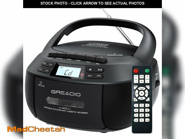 Lot 74-14476305 - Greadio Boombox CD and Cassette Player Combo, Portable CD Players for Home - UNUSED