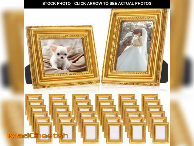 Lot 74-12716361 - Qunclay 20 Pcs Small Gold Picture Frames Pack Mini Retro 2. 5x3. 5 Antique Tiny Ornate Photo Frames ...