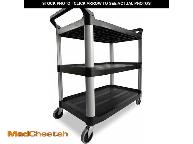 Lot 74-13419125 - Rubbermaid Commercial Products Heavy Duty 3-Shelf Rolling Service/Utility/Push Cart, 300 lbs. Capaci...
