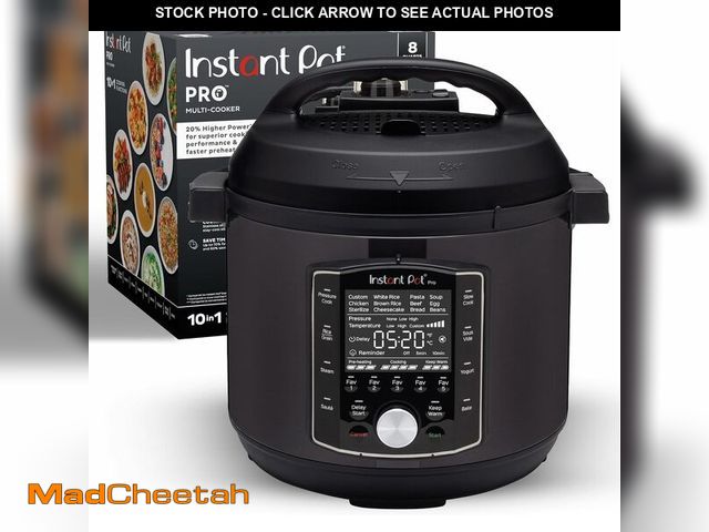 Lot 74-13696803 - Instant Pot Pro (8 QT) 10-in-1 Pressure Cooker, Slow Cooker, Rice/Grain Cooker, Steamer, Saute, Sous...