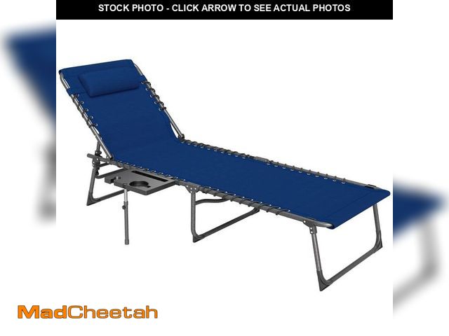 Lot 74-14290984 - Outsunny Metal Folding Chaise Lounge Chair Outdoor Chair with Side Table, 5-Level Adjustable with He...