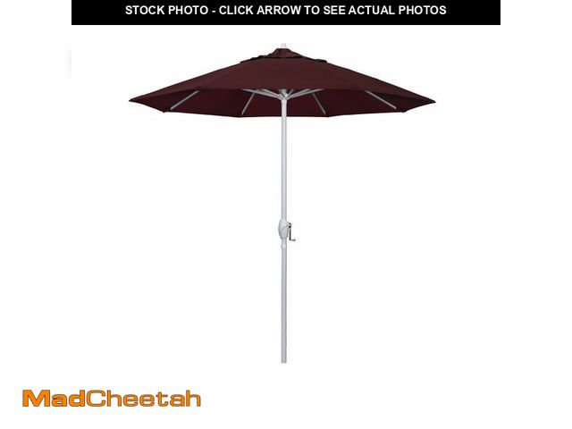Lot 74-12898524 - California Umbrella 7.5' Rd Aluminum Patio Umbrella, Crank Lift, Auto Tilt, White Finish, 4yr Fade W...