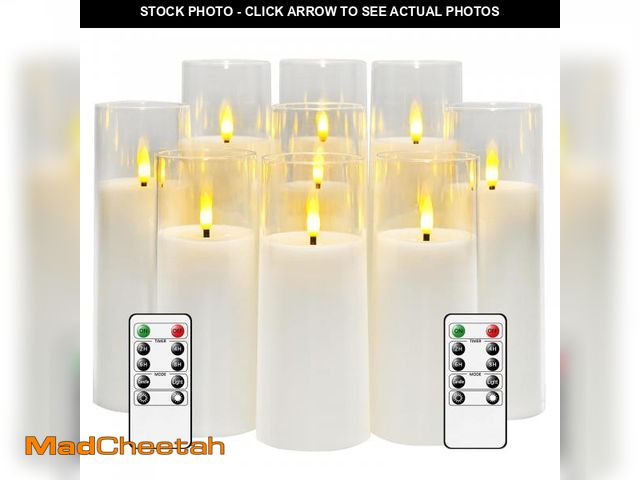 Lot 74-12050152 - kakoya Flickering Flameless Candles Battery Operated with Remote and 2/4/6/8 H Timer Plexiglass Led ...