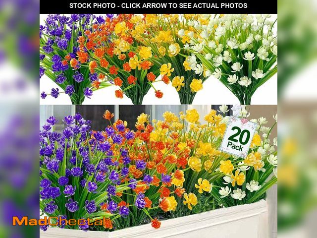 Lot 74-12460392 - TURNMEON 20 Bundles Artificial Flowers for Outdoors Fake Plants Summer Fall Decor, UV Resistant Arti...