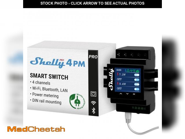 Lot 74-12120803 - Shelly Pro 4PM | Wi-Fi &amp; LAN, 4-Channel Smart Relay with Power Metering | Home Automation | Comp...