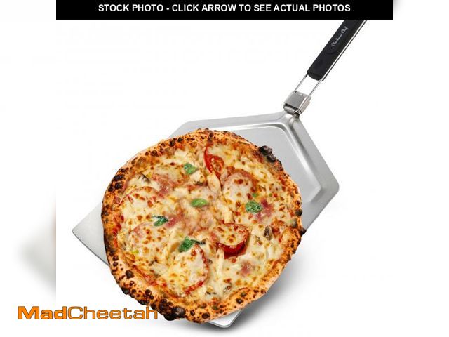 Lot 74-12434329 - Checkered Chef Pizza Peel - Extra Large, Stainless Steel Metal Pizza Paddle with Folding Handle, Out...