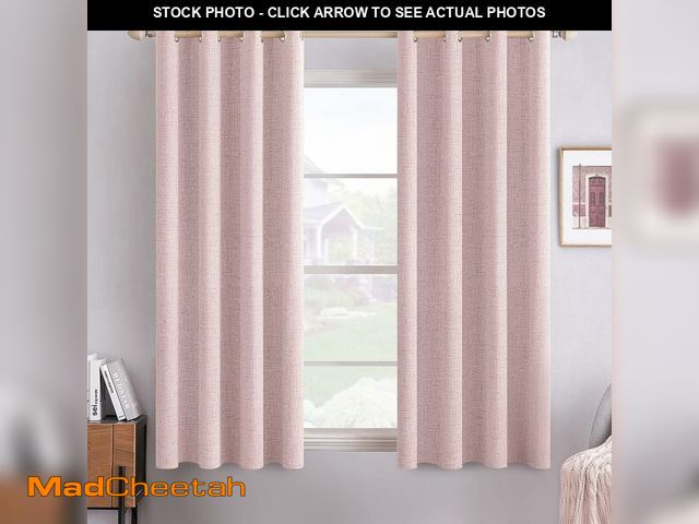 Lot 74-13546045 - MIULEE Linen Texture Curtains for Bedroom Solid 100% Blackout Thermal Insulated Pink Curtains Gromme...